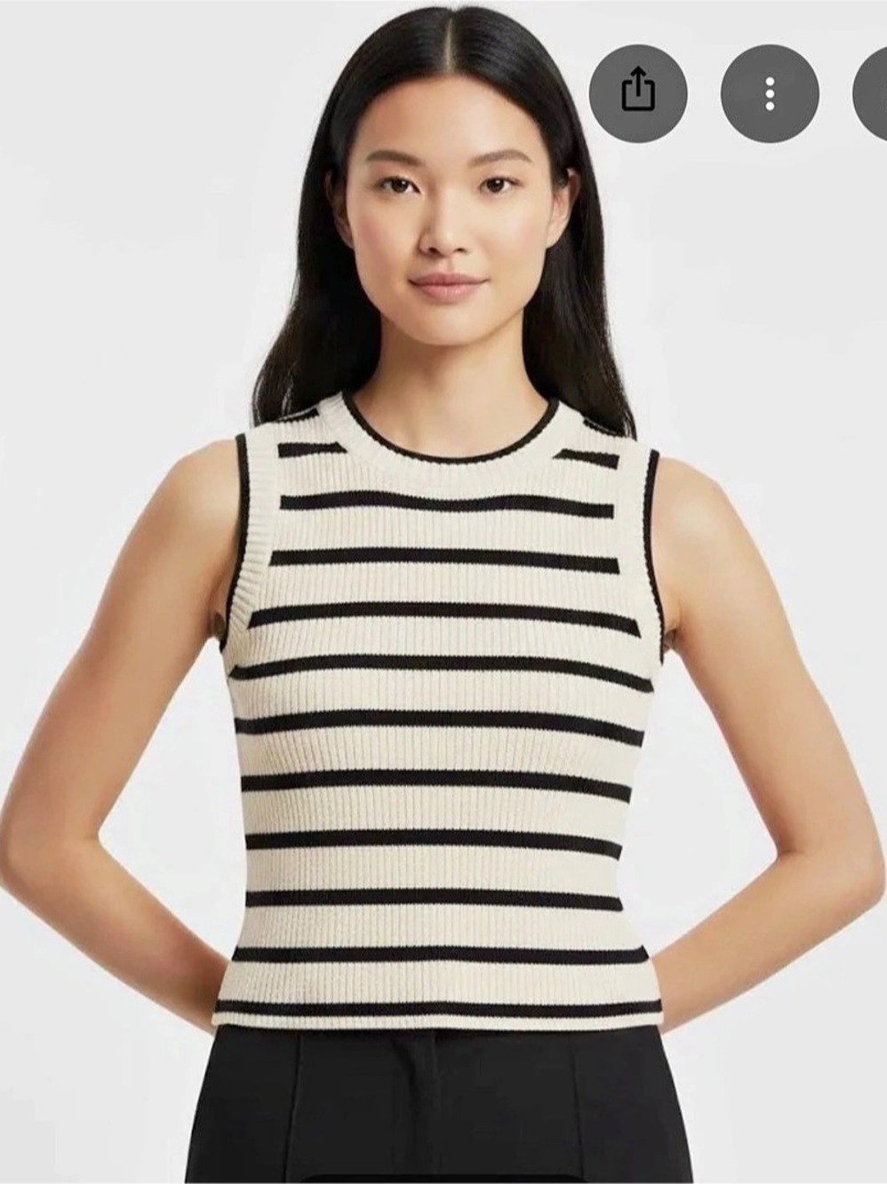 COMMENSE Leisure Stripe Knit Sweater Top Black & Cream Size Small NWOT
